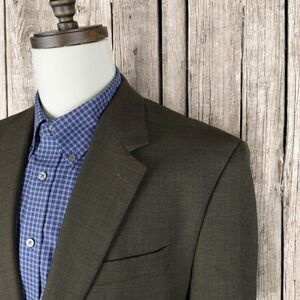 Ralph Lauren Sport Coat Blazer Mens Two Button 44L Brown Plaid Wool